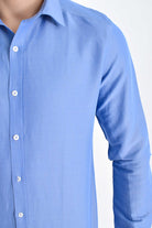 Slim Fit Long Sleeve Linen & Cotton Blue Casual Shirt - MIB