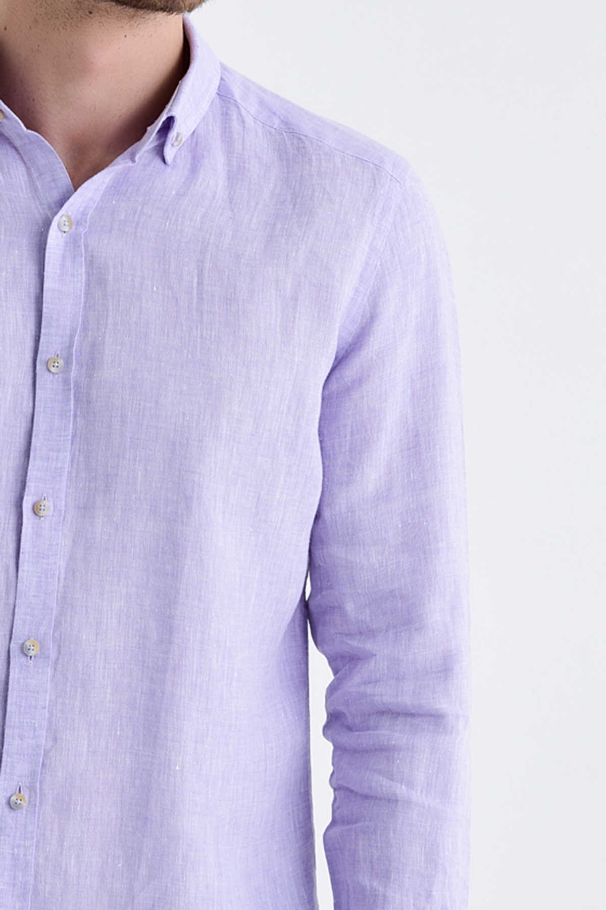 Slim Fit Long Sleeve Linen Lilac Dress Shirt - MIB