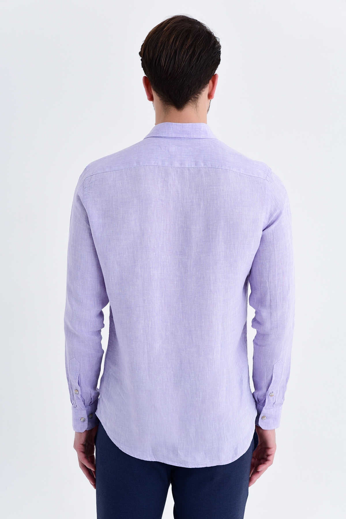 Slim Fit Long Sleeve Linen Lilac Dress Shirt - MIB