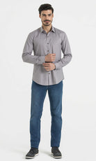 Slim Fit Long Sleeve Patterned Cotton Dress Shirt Light