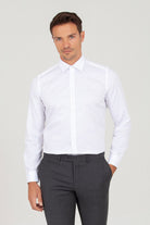 Slim Fit Long Sleeve Patterned Cotton Dress Shirt White D.