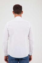 Slim Fit Long Sleeve Patterned Cotton Dress Shirt White D.