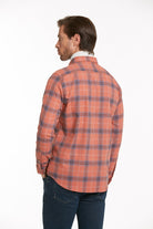 Slim Fit Long Sleeve Plaid Cotton Blend Brick Casual Shirt