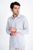 Slim Fit Long Sleeve Plaid Cotton Navy Casual Shirt - MIB