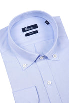 Slim Fit Long Sleeve Plain Cotton Casual Shirt Light. Blue