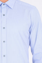 Slim Fit Long Sleeve Plain Cotton Casual Shirt Light. Blue