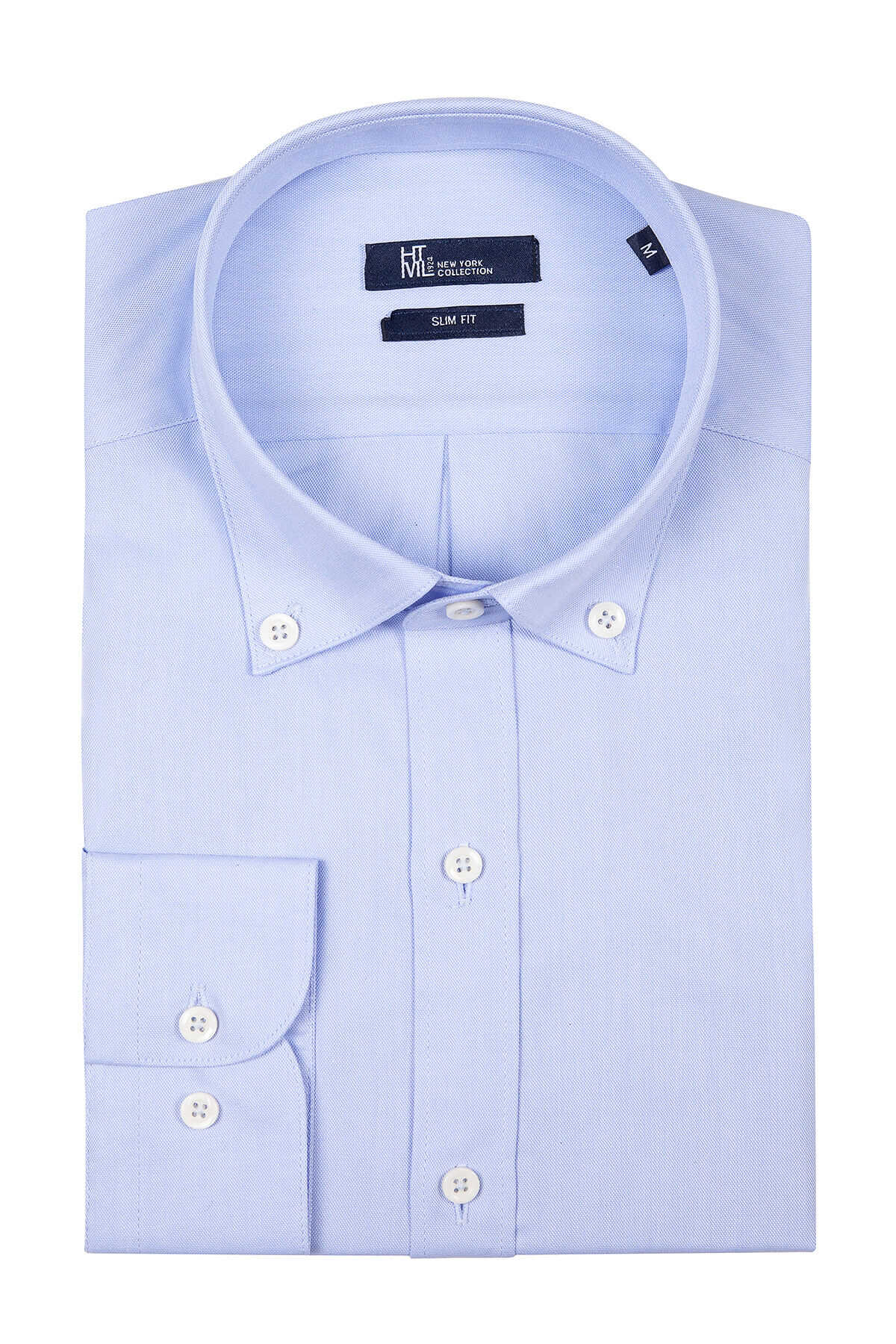 Slim Fit Long Sleeve Plain Cotton Casual Shirt Light. Blue