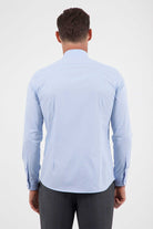 Slim Fit Long Sleeve Plain Cotton Dress Shirt Ice Blue - MIB