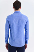 Slim Fit Long Sleeve Plain Linen & Cotton Blend Casual