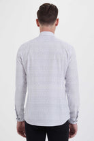 Slim Fit Long Sleeve Printed 100% Cotton Gray Casual Shirt