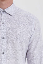 Slim Fit Long Sleeve Printed 100% Cotton Gray Casual Shirt