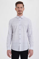 Slim Fit Long Sleeve Printed 100% Cotton Gray Casual Shirt