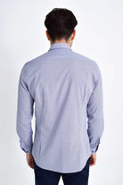 Slim Fit Long Sleeve Printed 100% Cotton Navy Casual Shirt