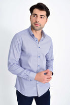 Slim Fit Long Sleeve Printed 100% Cotton Navy Casual Shirt