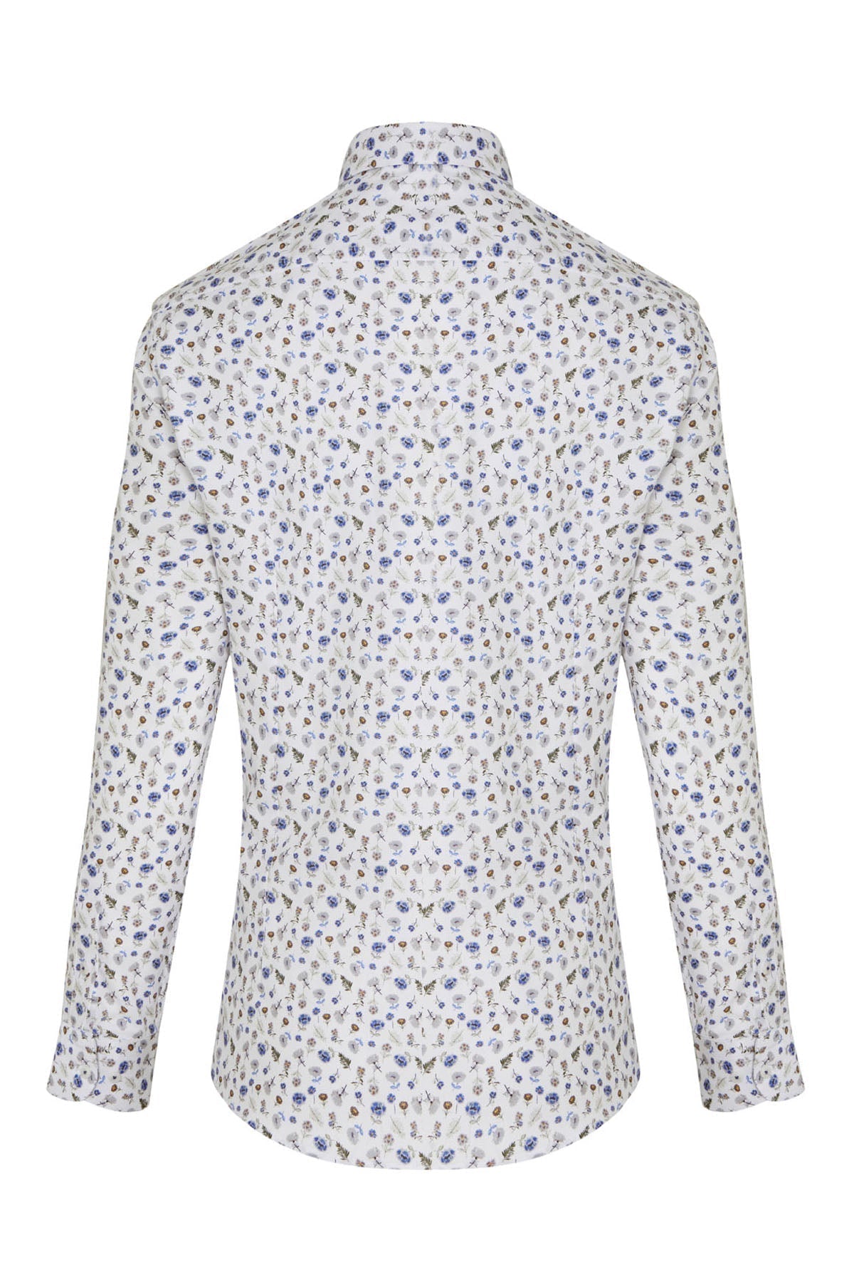 Slim Fit Long Sleeve Printed 100% Cotton White Casual Shirt