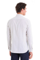 Slim Fit Long Sleeve Printed Cotton Beige Casual Shirt - MIB