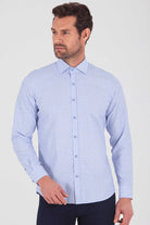 Slim Fit Long Sleeve Printed Cotton Blend Blue Casual Shirt