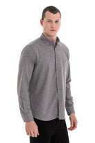 Slim Fit Long Sleeve Printed Cotton Blend Casual Shirt Gray