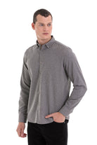 Slim Fit Long Sleeve Printed Cotton Blend Casual Shirt Gray