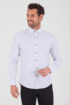 Slim Fit Long Sleeve Printed Cotton Blend Casual Shirt Gray