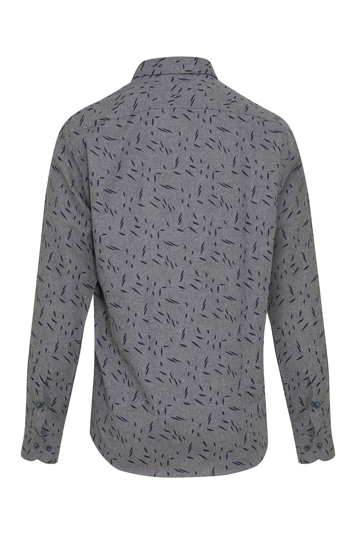 Slim Fit Long Sleeve Printed Cotton Blend Gray Casual Shirt