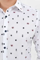 Slim Fit Long Sleeve Printed Cotton Casual Shirt - MIB