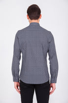 Slim Fit Long Sleeve Printed Cotton Casual Shirt Black B.2