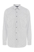 Slim Fit Long Sleeve Printed Cotton Casual Shirt Gray B.