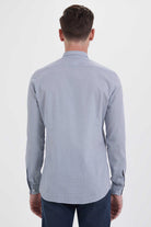 Slim Fit Long Sleeve Printed Cotton Casual Shirt Navy B.