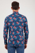 Slim Fit Long Sleeve Printed Cotton Floral Navy Casual