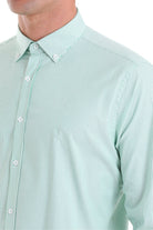 Slim Fit Long Sleeve Striped Cotton Blend Green Casual