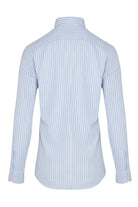 Slim Fit Long Sleeve Striped Cotton Casual Shirt Light Blue