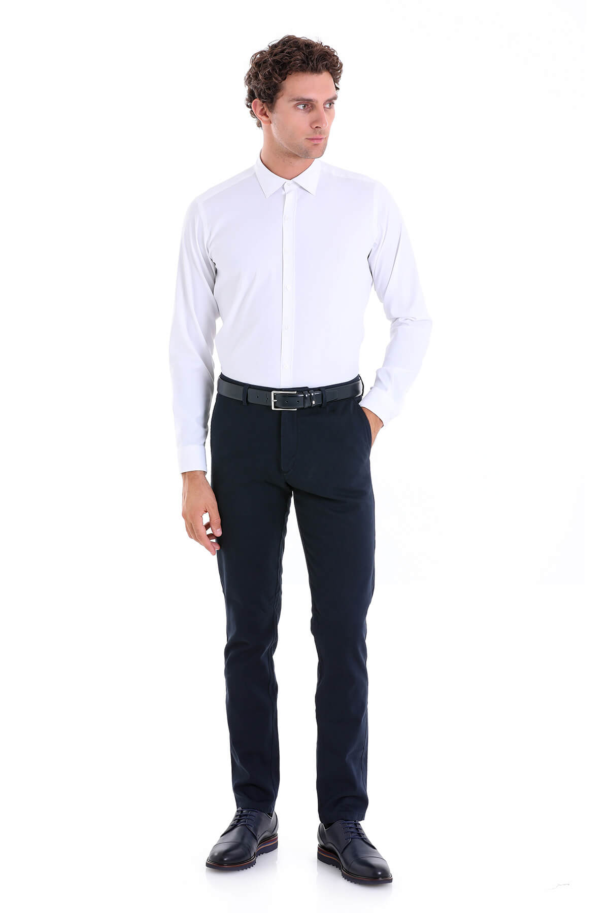 Slim Fit Long Sleeve White Casual Shirt - MIB