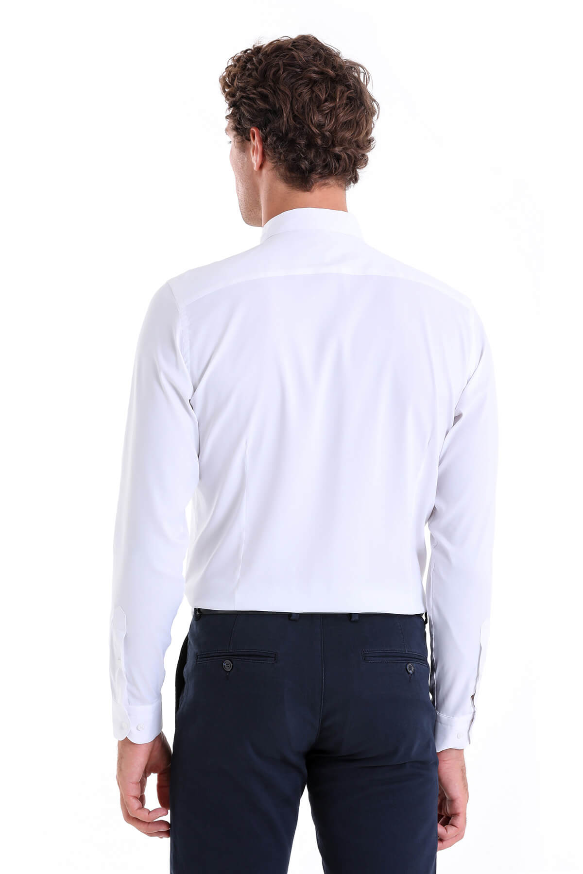 Slim Fit Long Sleeve White Casual Shirt - MIB