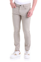 Slim Fit Low Waist Beige Cotton Casual Pants - MIB