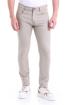 Slim Fit Low Waist Beige Cotton Casual Pants - MIB