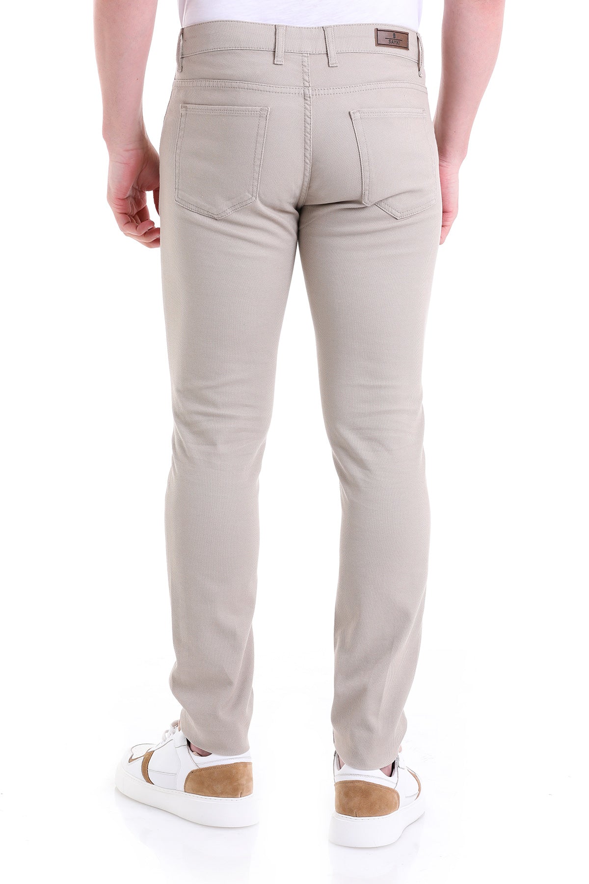 Slim Fit Low Waist Beige Cotton Casual Pants - MIB