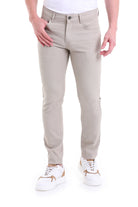 Slim Fit Low Waist Beige Cotton Casual Pants - MIB