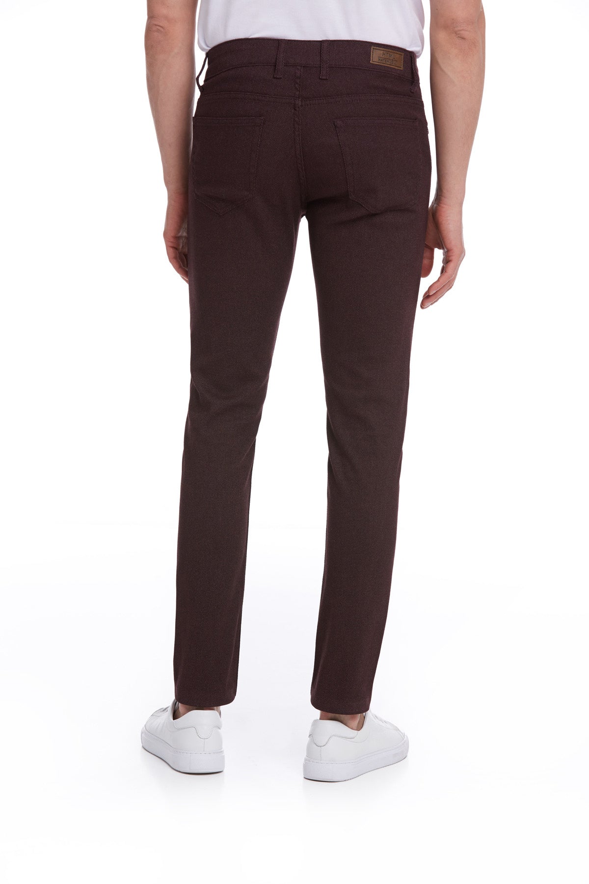 Slim Fit Low Waist Burgundy Cotton Casual Pants - MIB