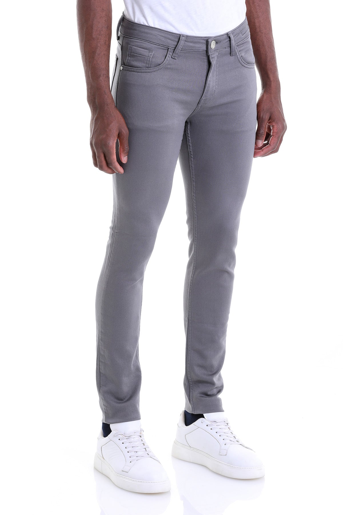 Slim Fit Low Waist Gray Cotton Casual Pants - MIB