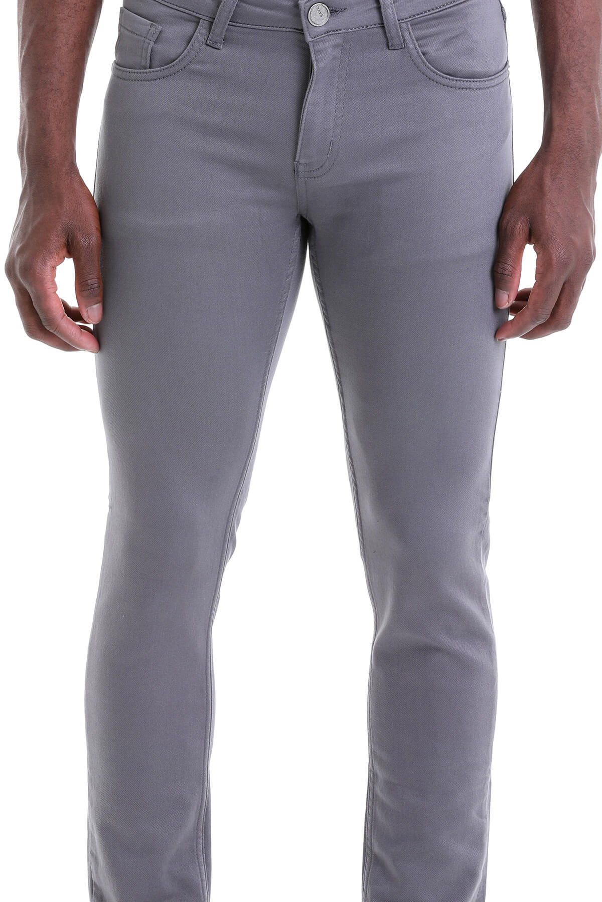 Slim Fit Low Waist Gray Cotton Casual Pants - MIB