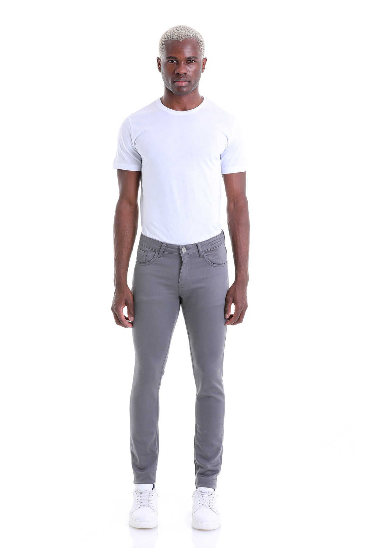 Slim Fit Low Waist Gray Cotton Casual Pants - MIB