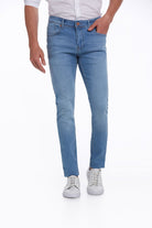 Slim Fit Low Waist Ice Blue Cotton Denim - MIB