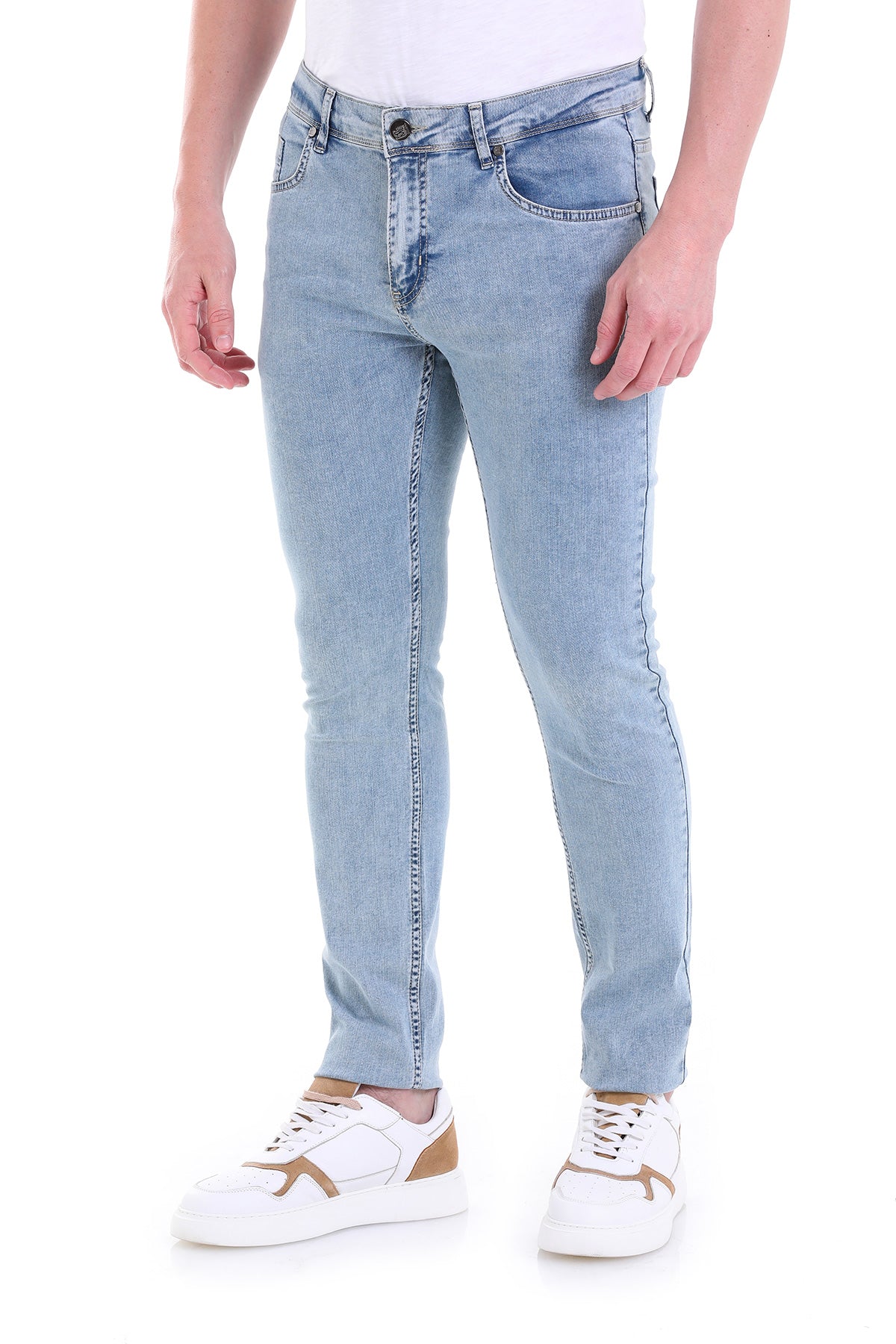 Slim Fit Low Waist Ice Blue Cotton Denim Jeans - MIB