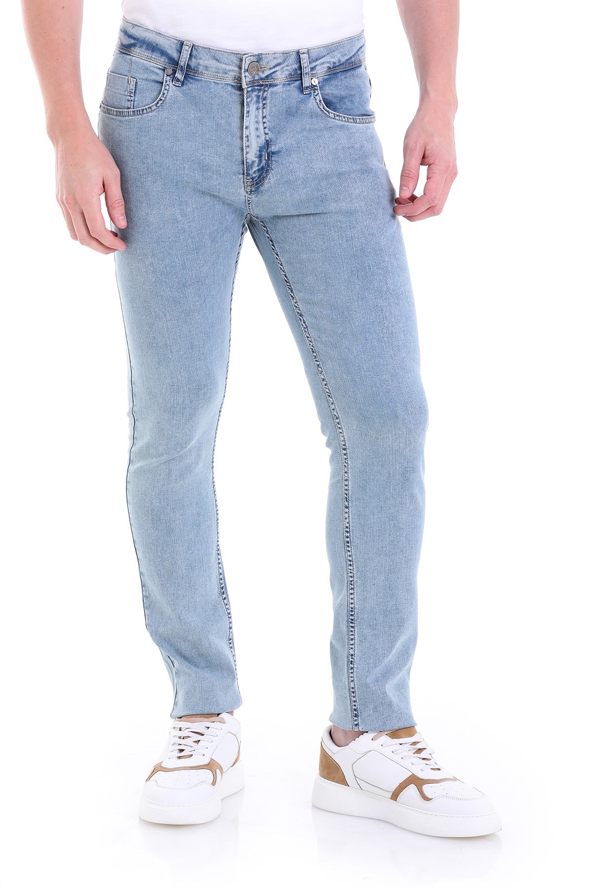 Slim Fit Low Waist Ice Blue Cotton Denim Jeans - MIB