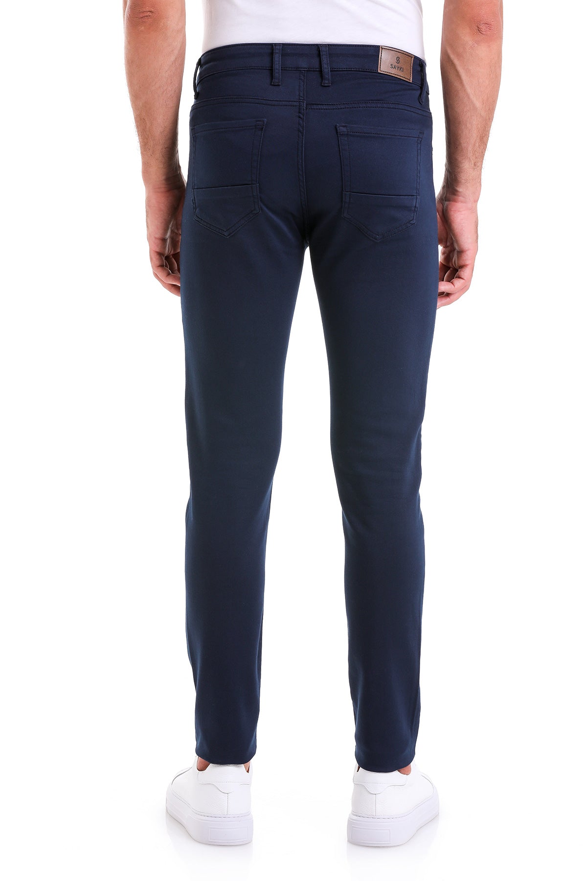 Slim Fit Low Waist Navy Cotton Casual Pants - MIB