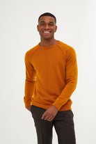 Slim Fit Mustard Cotton Blend Crewneck Sweater - MIB