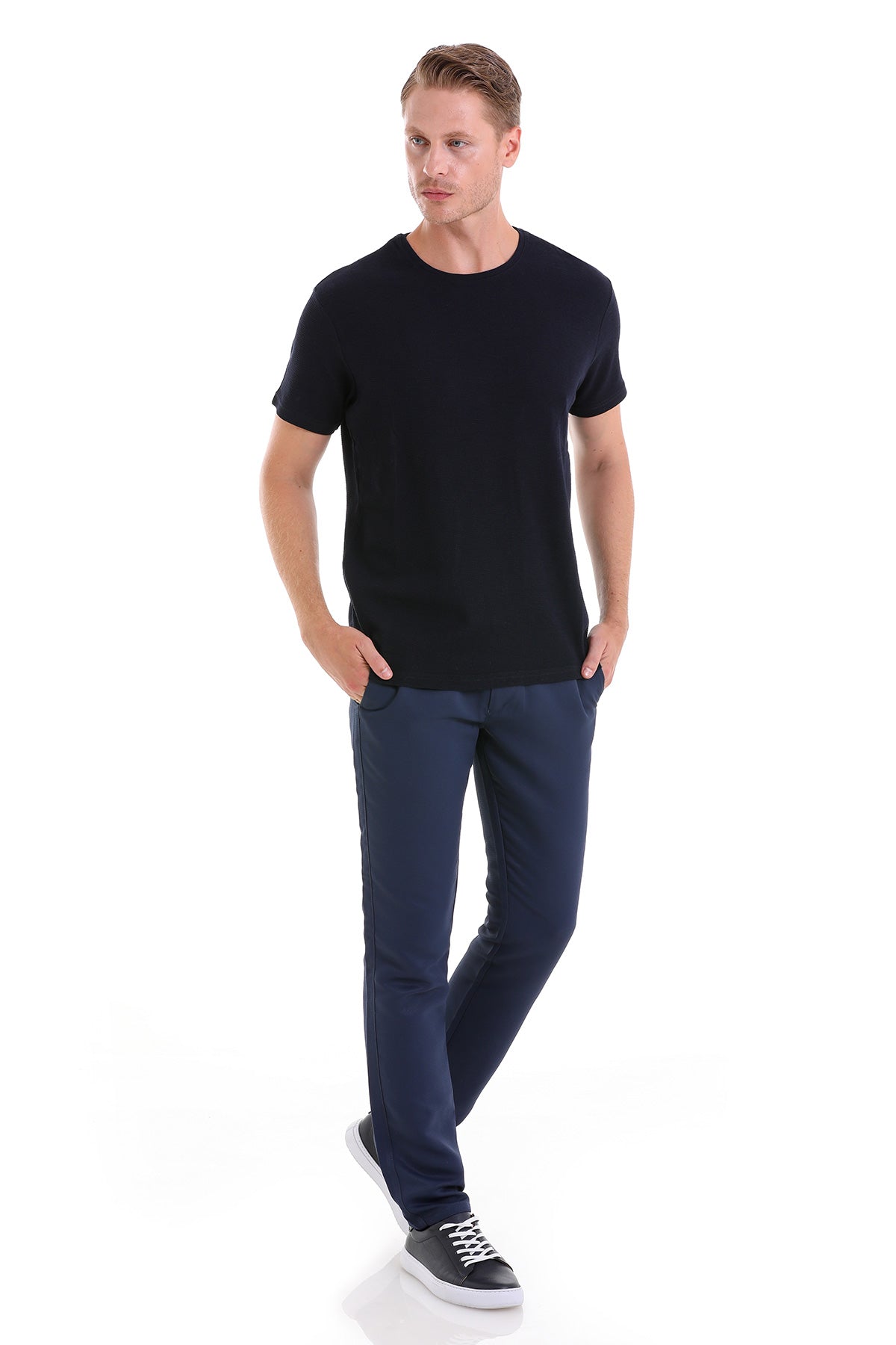 Slim Fit Navy Cotton Crew Neck T-Shirt - MIB