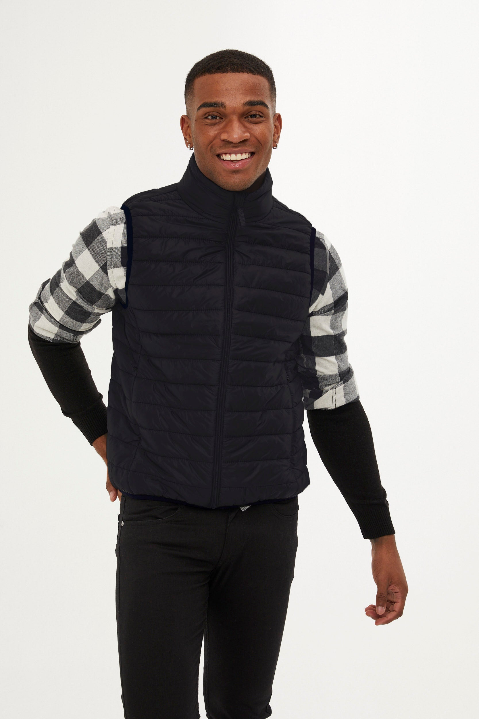 Slim Fit Navy Down Like Padded Vest - MIB