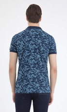 Slim Fit Navy - Indigo Printed Cotton Polo T-Shirt - MIB